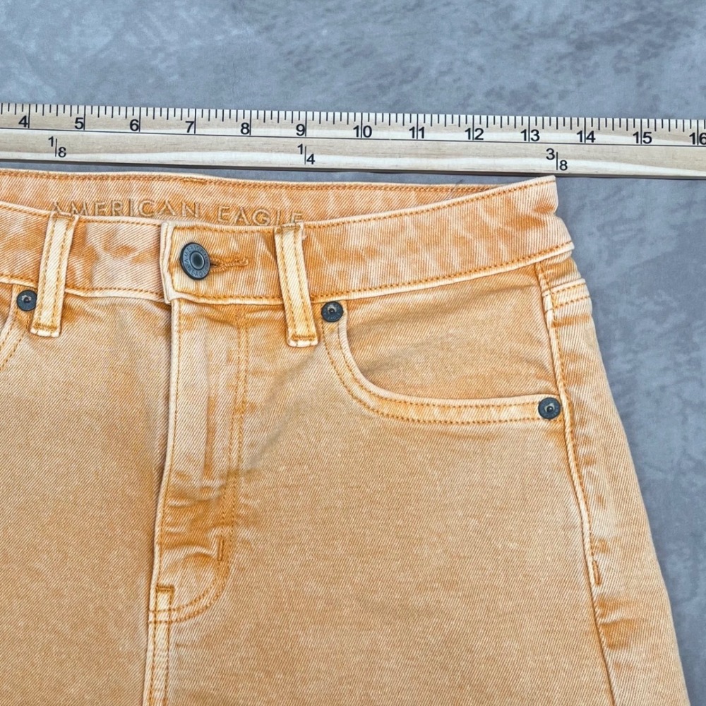 American Eagle Denim Shorts Womens size 2 Orange Excellent High Waisted Raw Hem - Picture 8 of 10